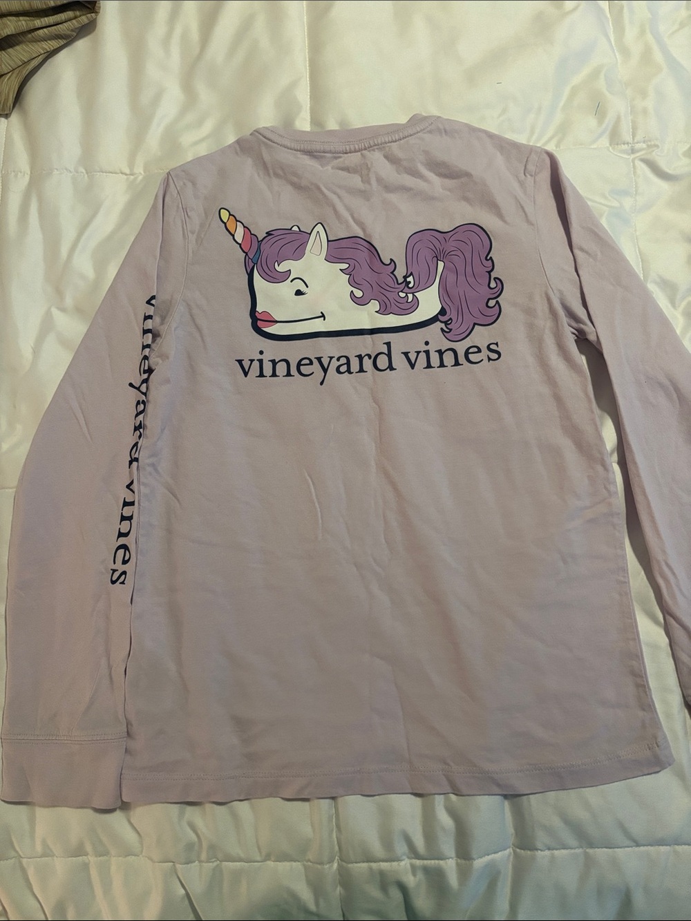 Vineyard Vines Lavender Long Sleeve Tee with Unicorn Graphic